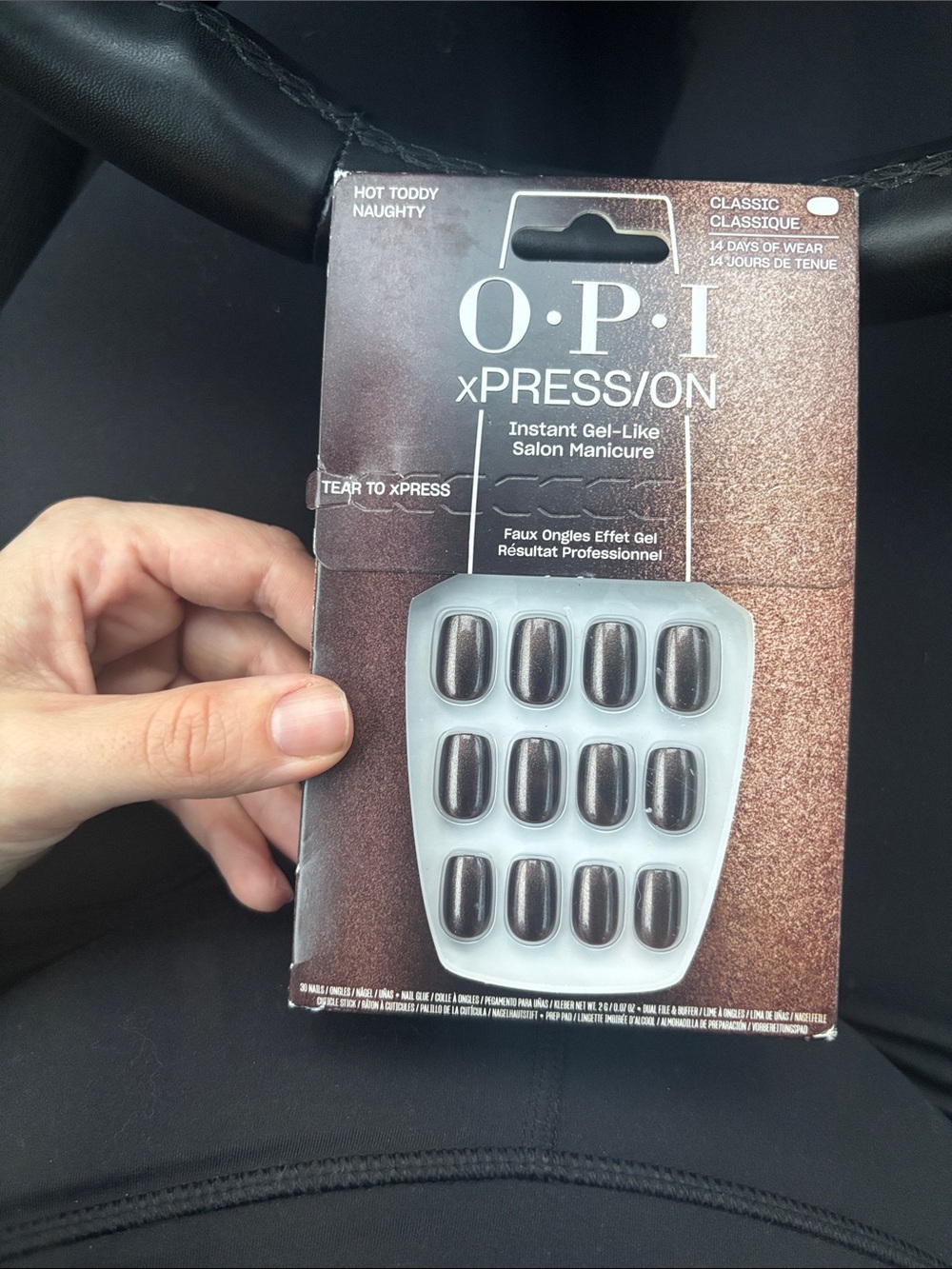 OPI xPRESSION Press-On Nails in Shimmery Black-Brown